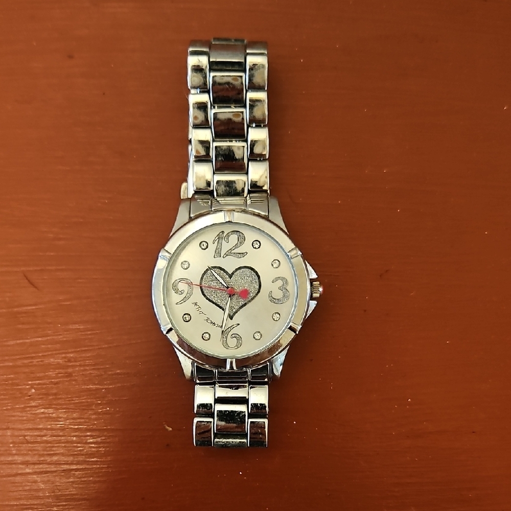 Betsey Johnson Silver Heart Dial Watch